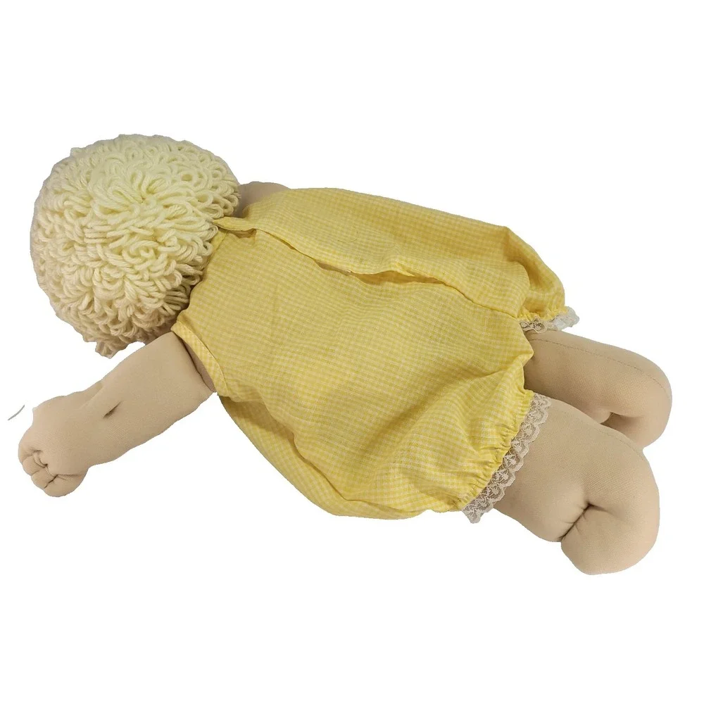 Vintage 1985 Cabbage Patch Kid Doll Blonde Yarn Hair Blue Eyes Toothy 16in